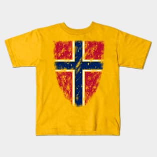 Norway Flag In A Coat Of Arms Kids T-Shirt